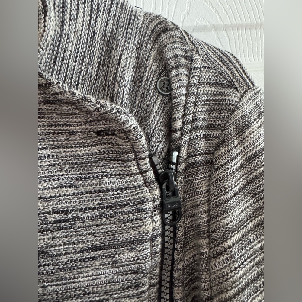 Bench Heather Gray Long Sweater Jacket with Asymmetrical Zipper - Picture 3 of 4